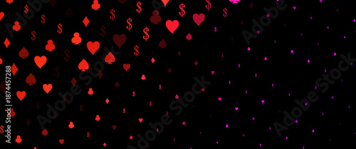 Light Green, Yellow vector template with poker symbols. Colored illustration with hearts, spades, clubs, diamonds. Smart design for your business advert of casinos.