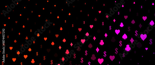 Light Green, Yellow vector template with poker symbols. Colored illustration with hearts, spades, clubs, diamonds. Smart design for your business advert of casinos.