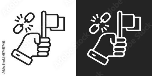 Independence Icon In Black And White Line Style