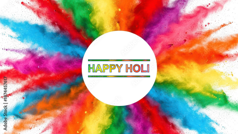 Fototapeta premium A vibrant celebration of Holi with colorful powder exploding in the background on transparent background