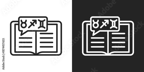 Narrative Icon In Black And White Line Style
