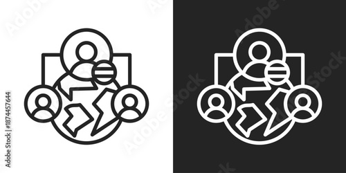 Kinship Icon In Black And White Line Style