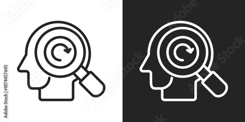 Introspection Icon In Black And White Line Style