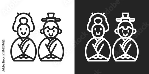 Tradition Icon In Black And White Line Style