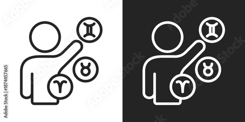 Influence Icon In Black And White Line Style