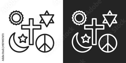 Beliefs Icon In Black And White Line Style