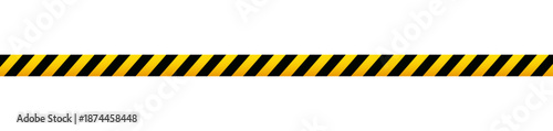 Seamless barrier tape pattern with black and yellow diagonal stripes representing construction border, hazard warning, safety zone marking and industrial caution concept
