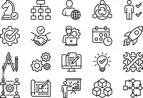 Modern Data Science Vector Icon Set for Cloud Computing Artificial Intelligence Big Data Analysis Machine Learning Network Security Digital Infrastructure Server Managem