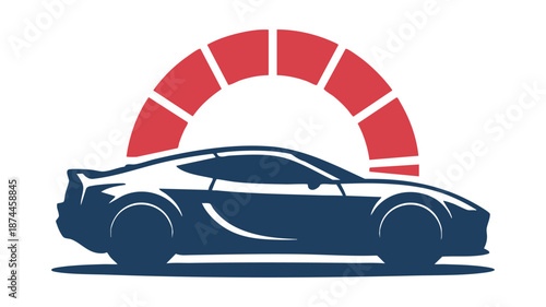 Sporty car under speedometer