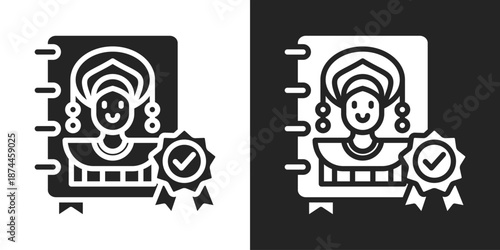 Authenticity Icon In Black And White Glyph Style