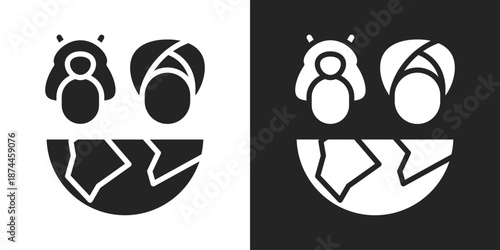 Multiculturalism Icon In Black And White Glyph Style
