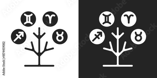 Ancestry Icon In Black And White Glyph Style