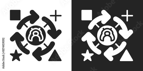 Adaptation Icon In Black And White Glyph Style