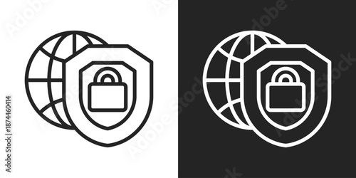Cyber Resilience Icon In Black And White Line Style