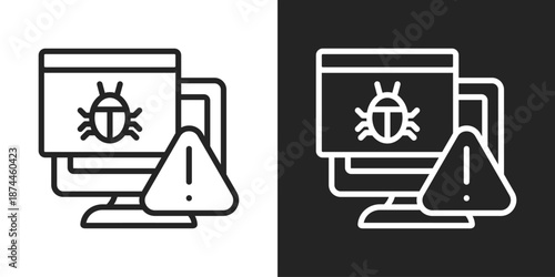 Malware Icon In Black And White Line Style