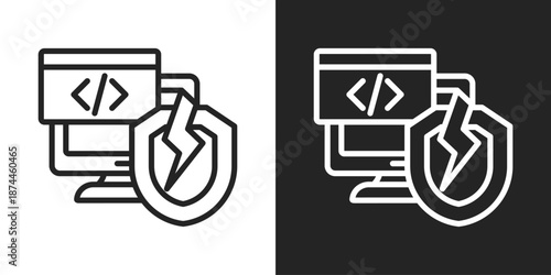 Vulnerability Icon In Black And White Line Style