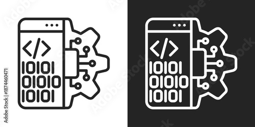 Cryptography Icon In Black And White Line Style