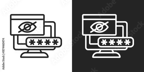 Data Privacy Icon In Black And White Line Style