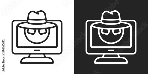 Spyware Icon In Black And White Line Style