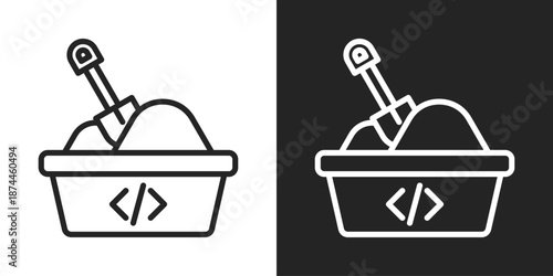 Sandboxing Icon In Black And White Line Style