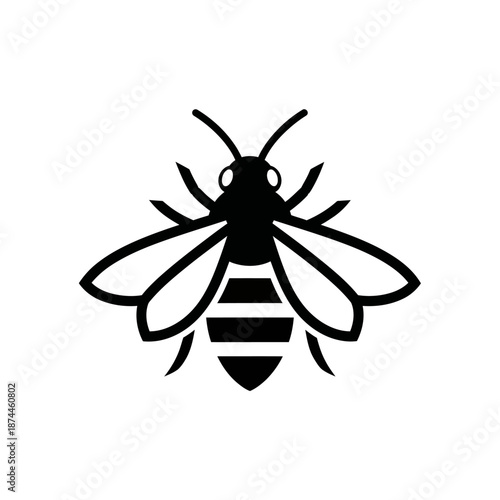 Minimalist Black Bee Icon Vector Illustration