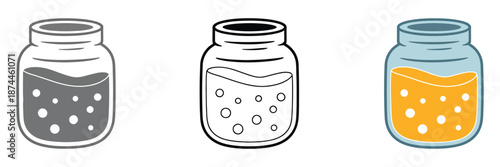 Fermentation Kombucha SCOBY Top View Inside Transparent Jar, Vector Illustration or High-Quality Image Featuring Healthy Probiotic Culture, Brewing Process