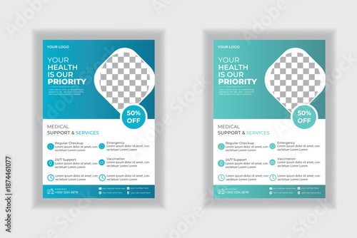 Corporate healthcare and medical flyer or poster design layout design