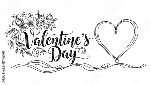 Valentine's day greeting with floral heart design
