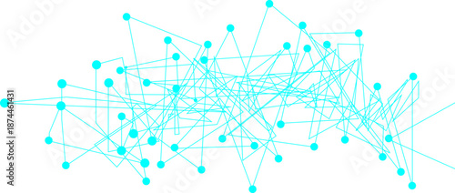 Abstract network of interconnected nodes and lines in a light blue scheme