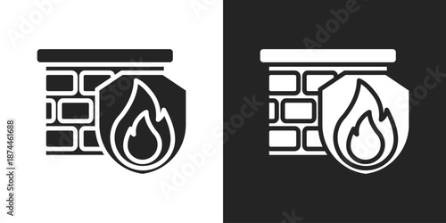 Firewall Icon In Black And White Glyph Style