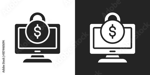 Ransomware Icon In Black And White Glyph Style