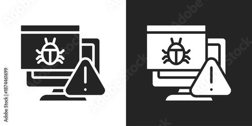 Malware Icon In Black And White Glyph Style