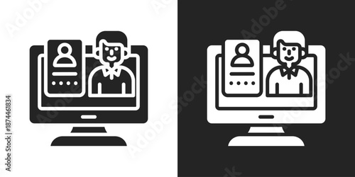 Identity Management Icon In Black And White Glyph Style