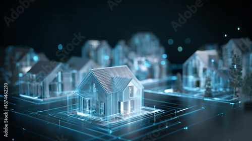 Property investment illustrated through digital technology, highlighting how mortgages help people own modern residential homes.