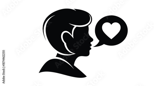 Person speaking with heart symbol in speech bubble