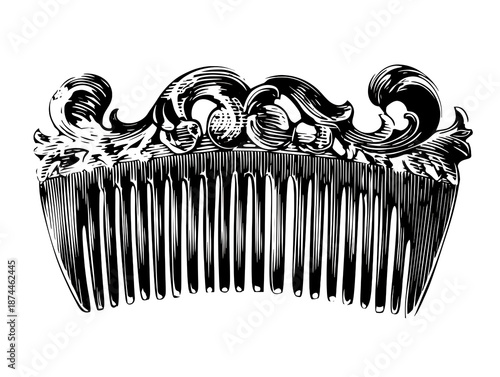Vintage Style Ornate Comb: Elegant Hair Accessory with Antique Look and Decorative Details for Luxury Hair Care