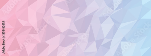 A colorful polygonal background with a gradient of pink and blue hues