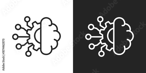 Machine Learning Icon In Black And White Line Style