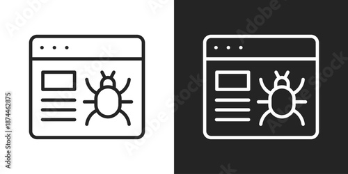 Data Virus Icon In Black And White Line Style