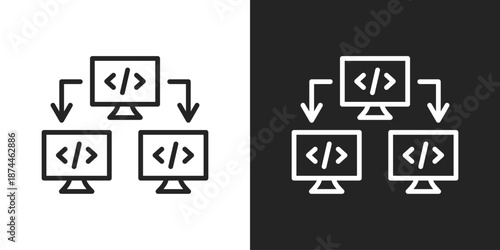 System Sharing Icon In Black And White Line Style