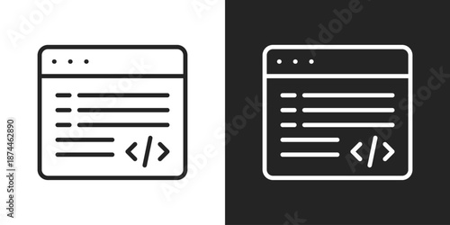 Coding Icon In Black And White Line Style