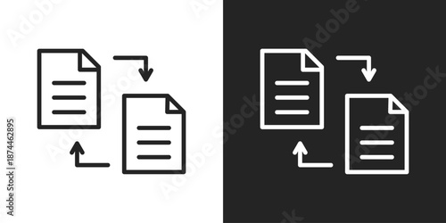 Data Sharing Icon In Black And White Line Style
