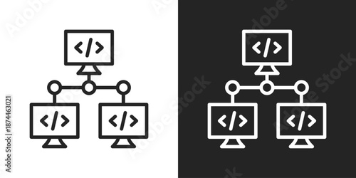 Line System Icon In Black And White Line Style