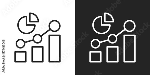 Statistics Icon In Black And White Line Style