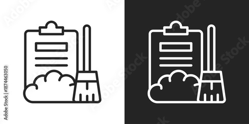 Data Cleanup Icon In Black And White Line Style