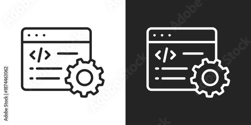 Website Coding Icon In Black And White Line Style