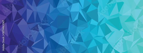 A vibrant abstract background featuring a mosaic of blue and purple geometric shapes