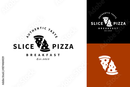 Pizza Slice logo design for Vintage Rustic Retro Vintage Pizzeria Restaurant Bar Bistro.