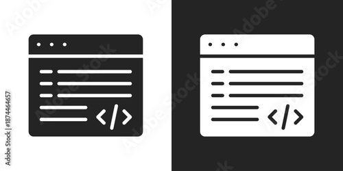 Coding Icon In Black And White Glyph Style