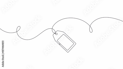 Video. Trendy sale tag in linear design. Clean hand drawn outline label for discounts, special offers and marketing use. Animation on white background 4K.